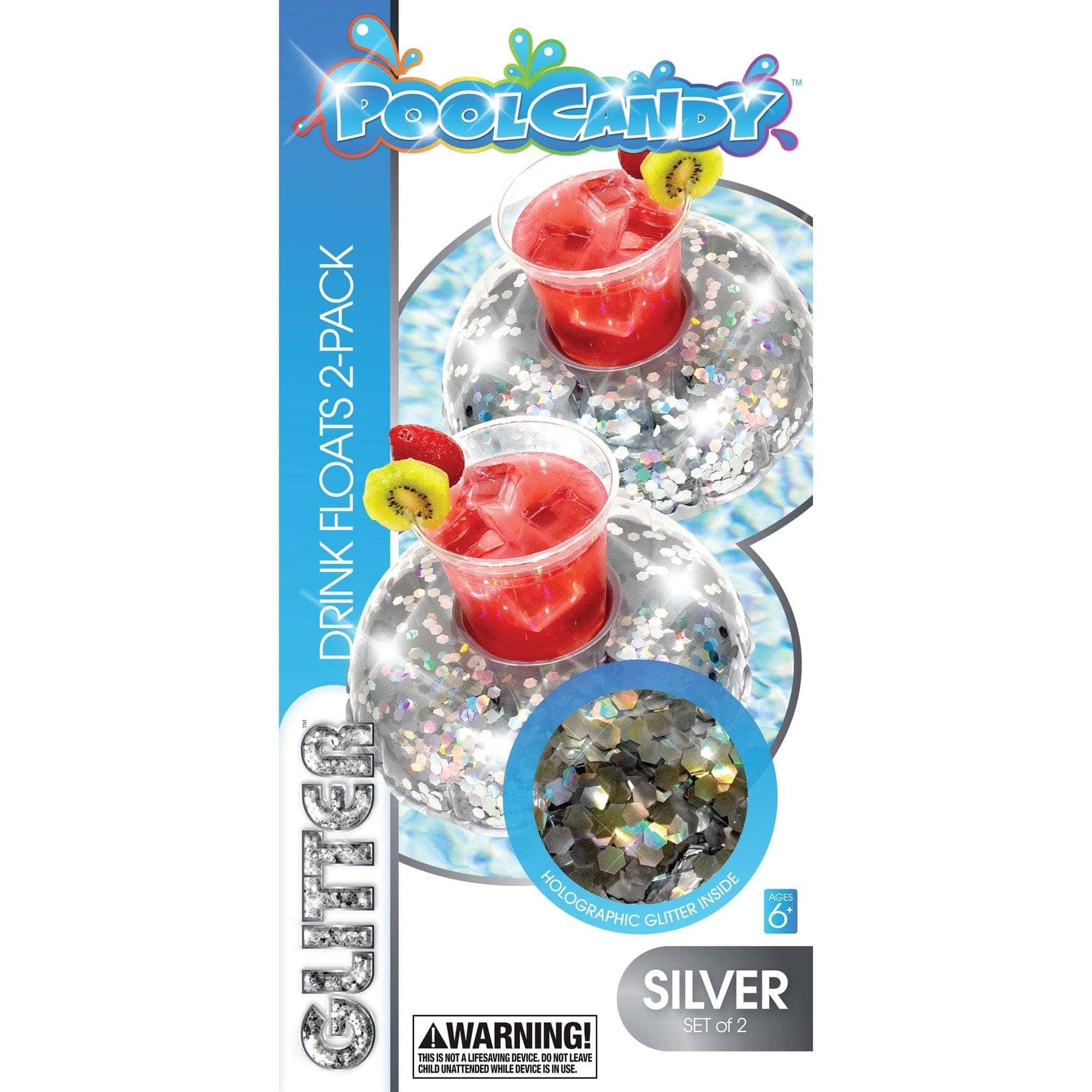 Drink Pool Float for Two Silver Glitter PoolCandy