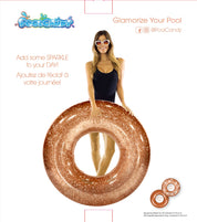 Inflatable Rose Gold Glitter Pool Tube PoolCandy