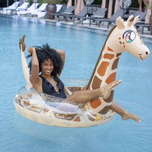 Inflatable Giraffe Animal Pool Tube PoolCandy
