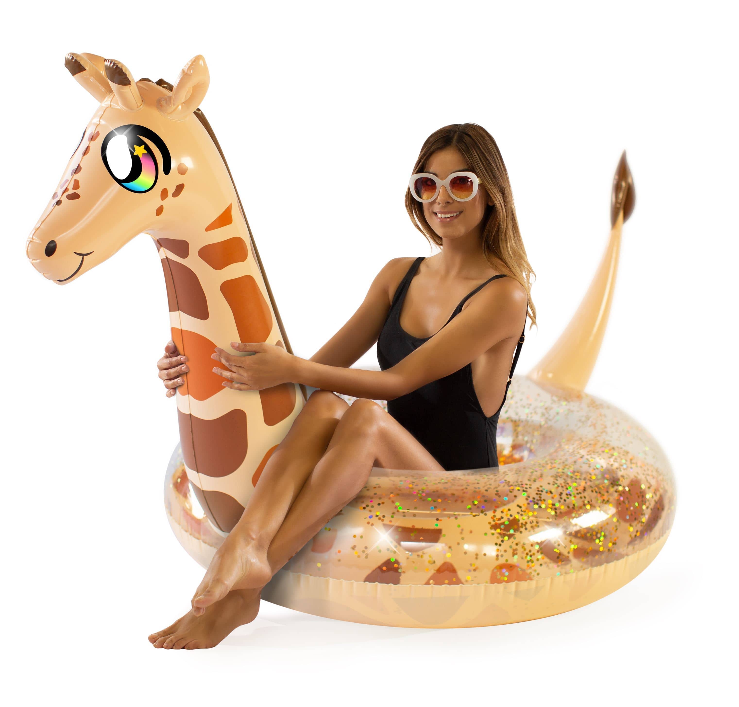 Inflatable Giraffe Animal Pool Tube PoolCandy