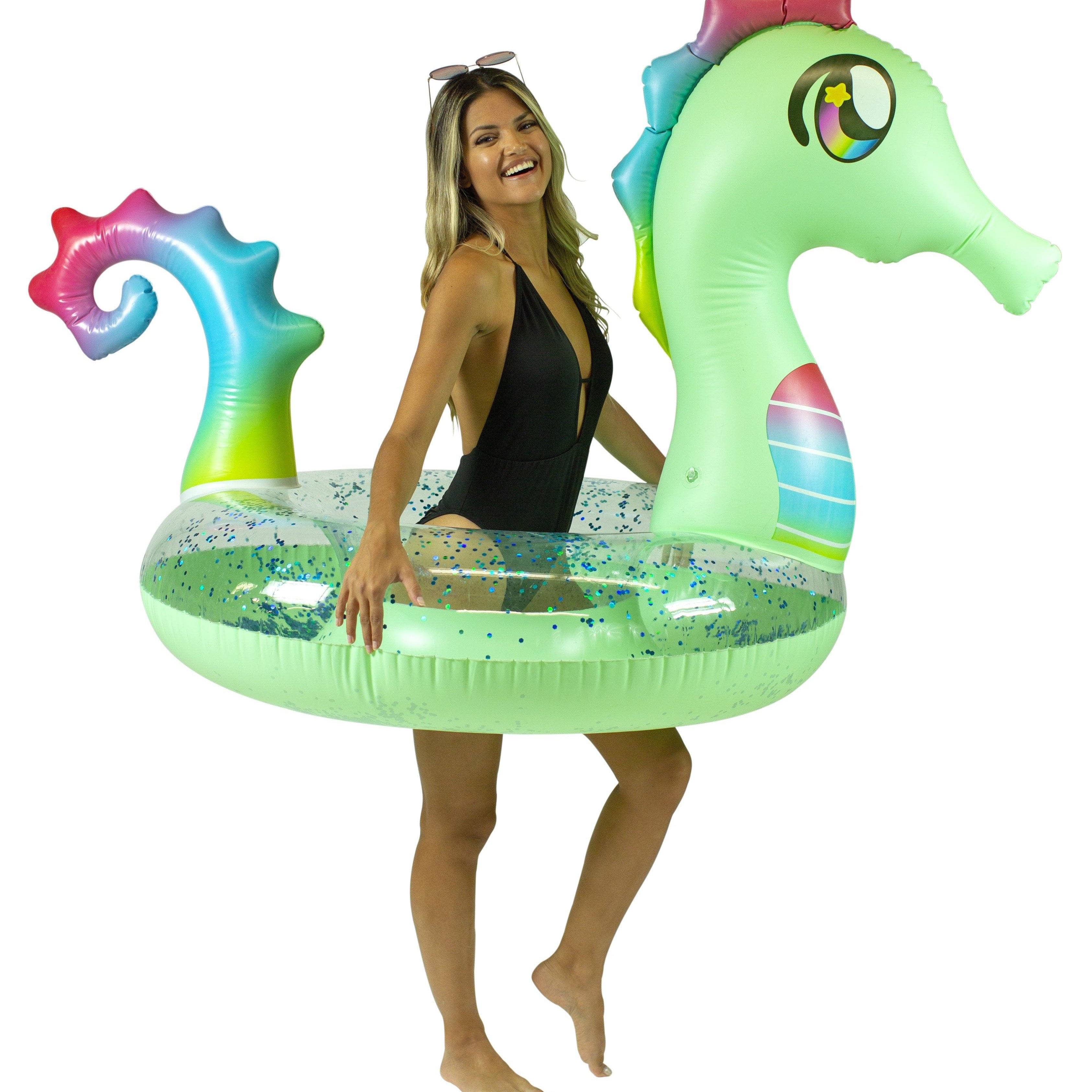 Seahorse Inflatable Pool Tube Jumbo Size PoolCandydy Jumbo Animal Pool Tube, Seahorse