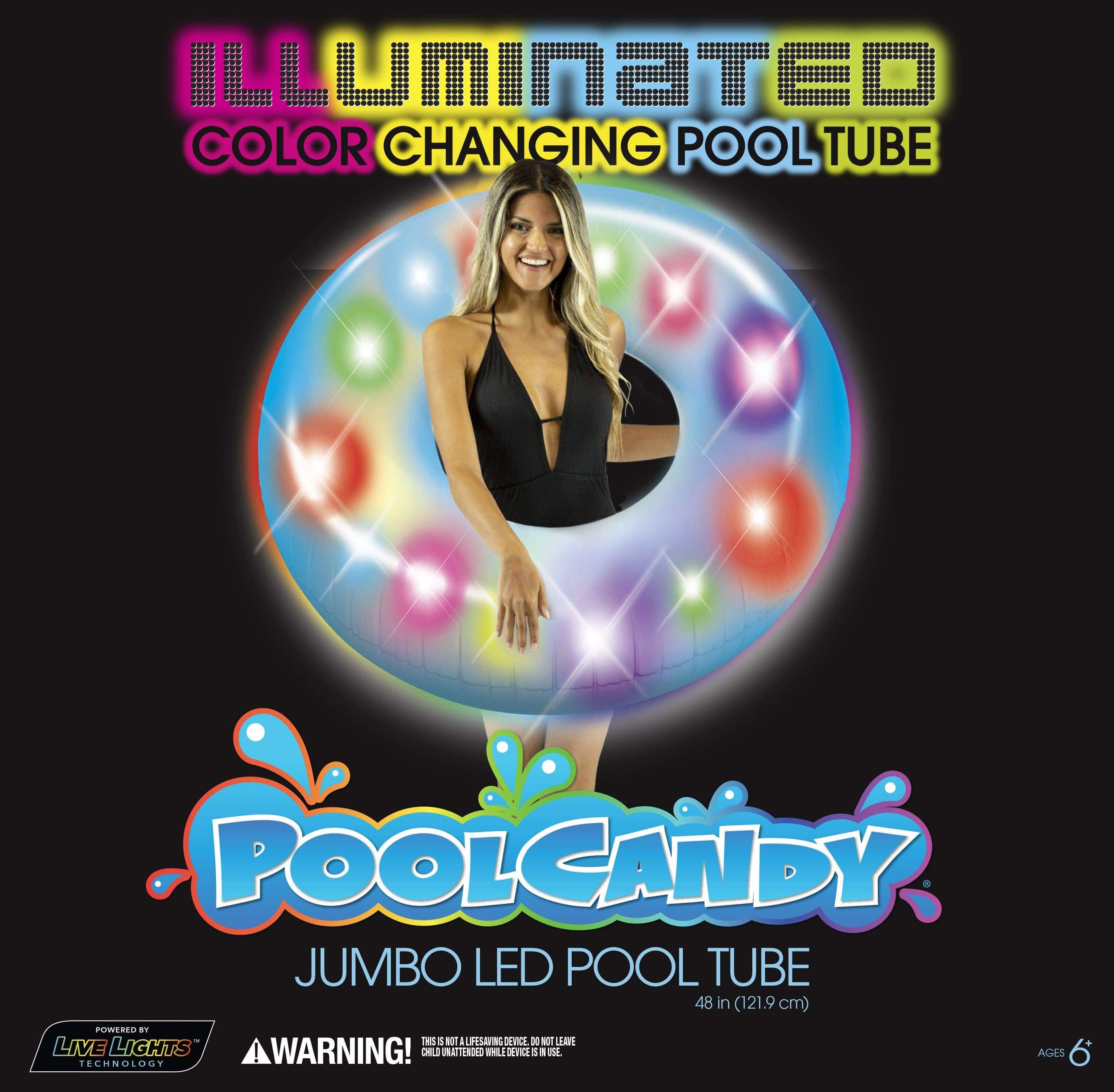 Inflatable LED Illuminated Pool Tube Multi-Color Jumbo PoolCandy