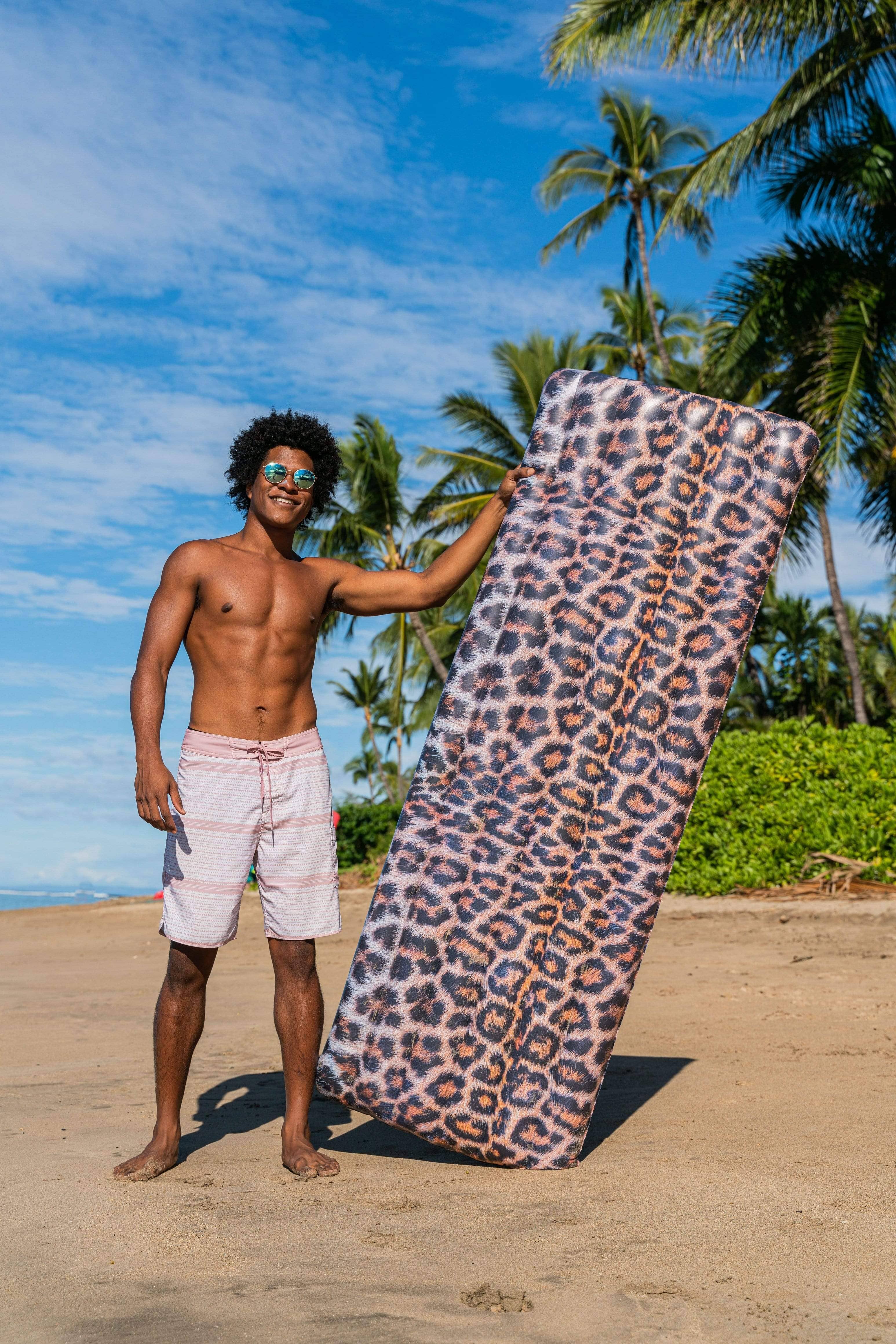 Inflatable Pool Raft Leopard Print Deluxe PoolCandy