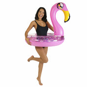 Inflatable Flamingo Pool Tube Holographic Pink Glitter