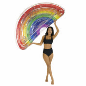 Inflatable Rainbow Half Island Pool Float Glitter PoolCandy