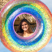 Classic Rainbow Jumbo Pool Tube 48" Glitter PoolCandy