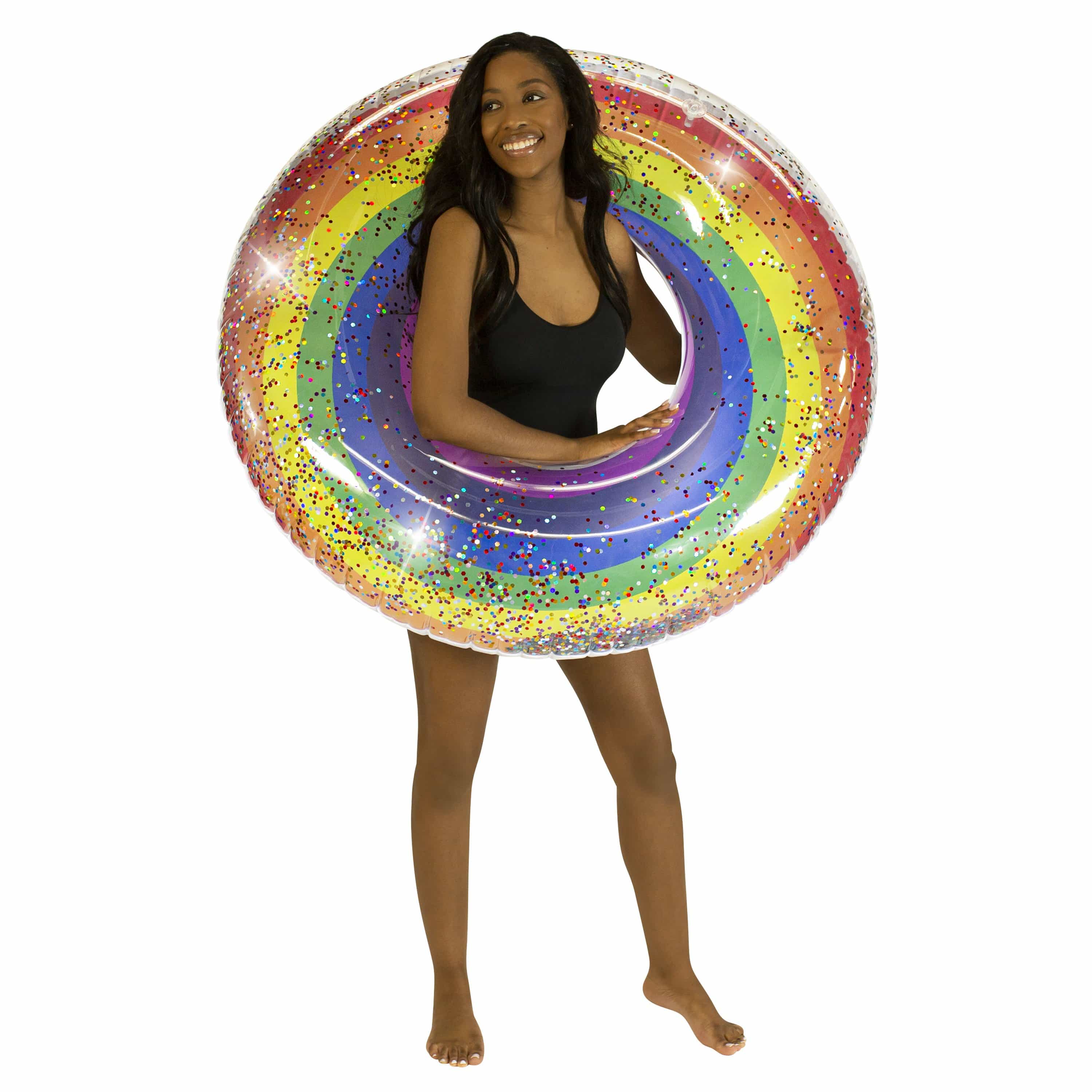 Classic Rainbow Jumbo Pool Tube 48" Glitter PoolCandy