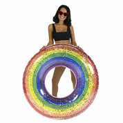 Classic Rainbow Jumbo Pool Tube 48" Glitter PoolCandy