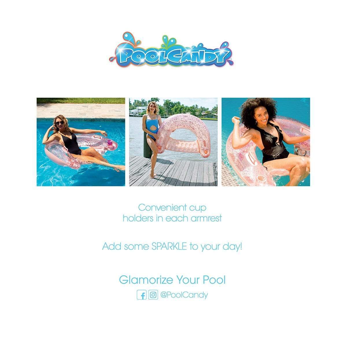Jumbo Sun Chair Glitter Rose Gold PoolCandy