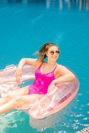 Inflatable Sun Chair Rose Gold  Glitter Jumbo Size PoolCandy