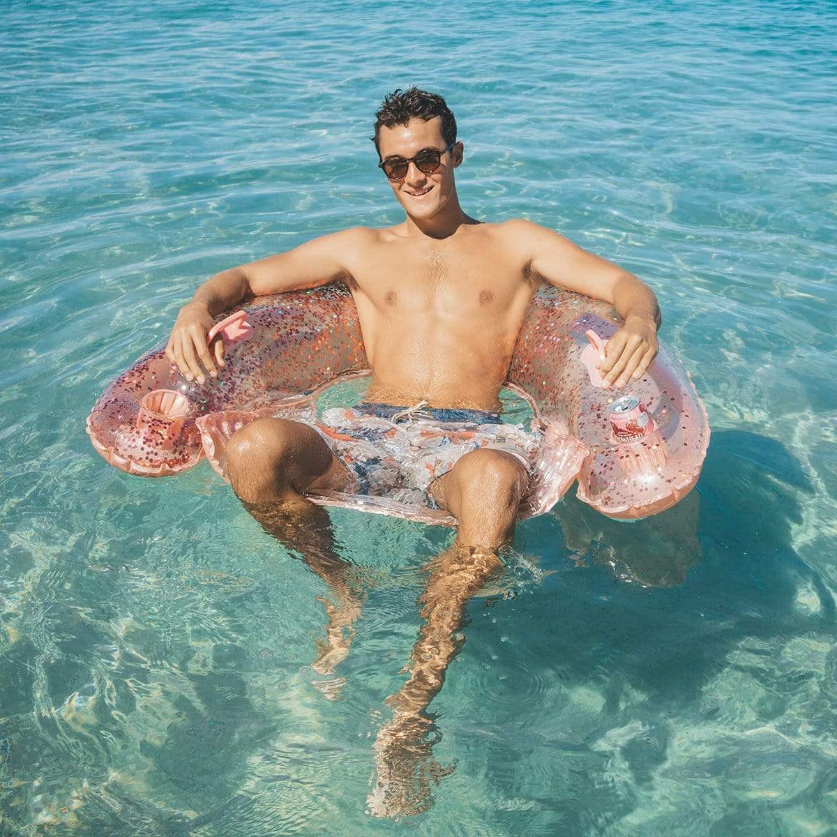 Inflatable Sun Chair Rose Gold  Glitter Jumbo Size PoolCandy