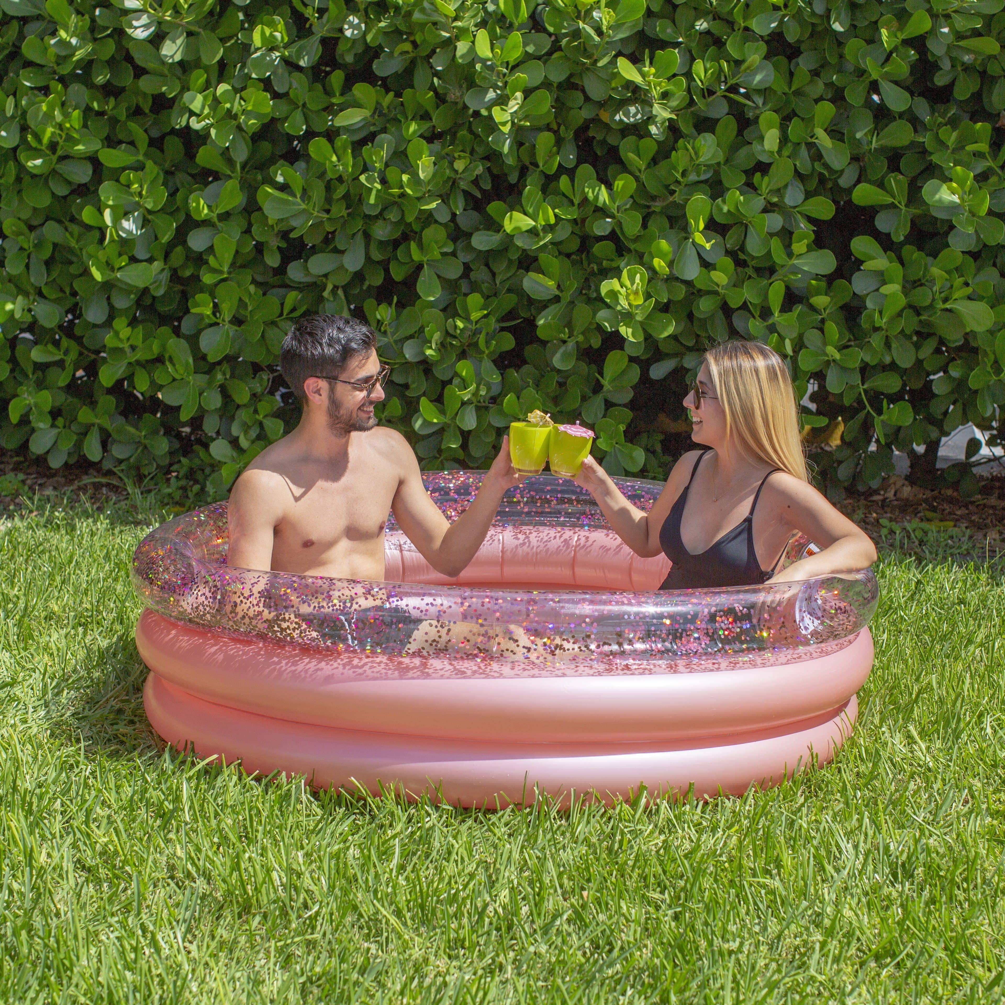 Inflatable Sunning Pool Rose Gold Glitter PoolCandy