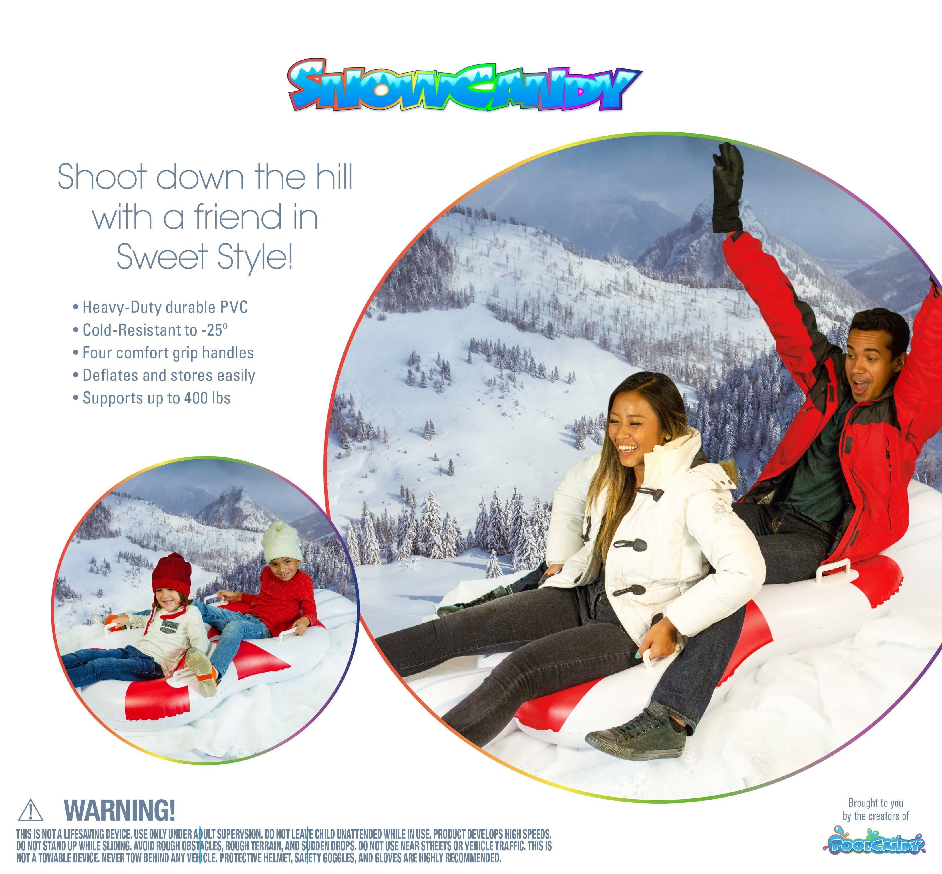 Peppermint Inflatable Snow Sled for 2 Person 77 inch SnowCandy