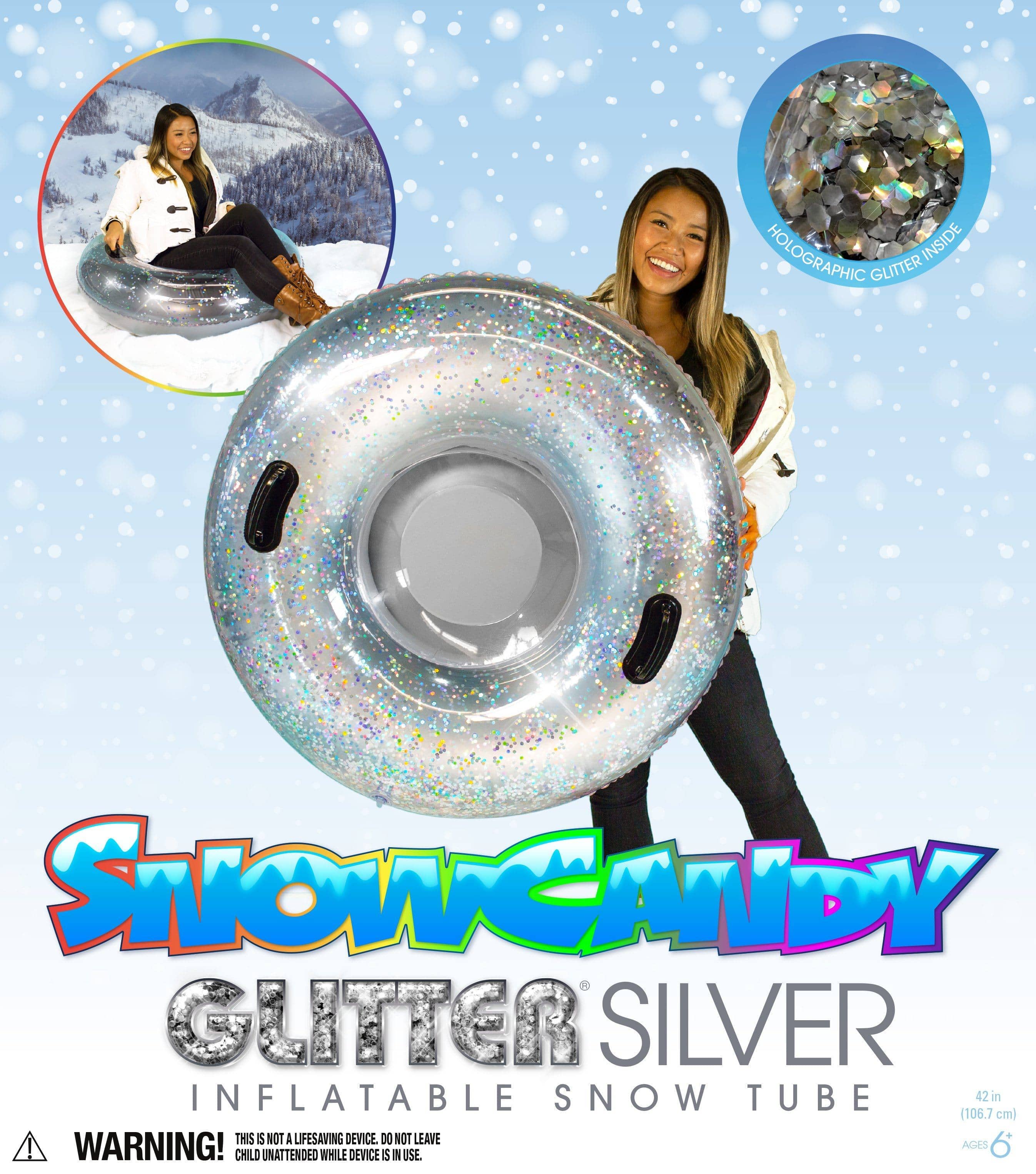 Inflatable Snow Tube Silver Glitter Large SnowCandy