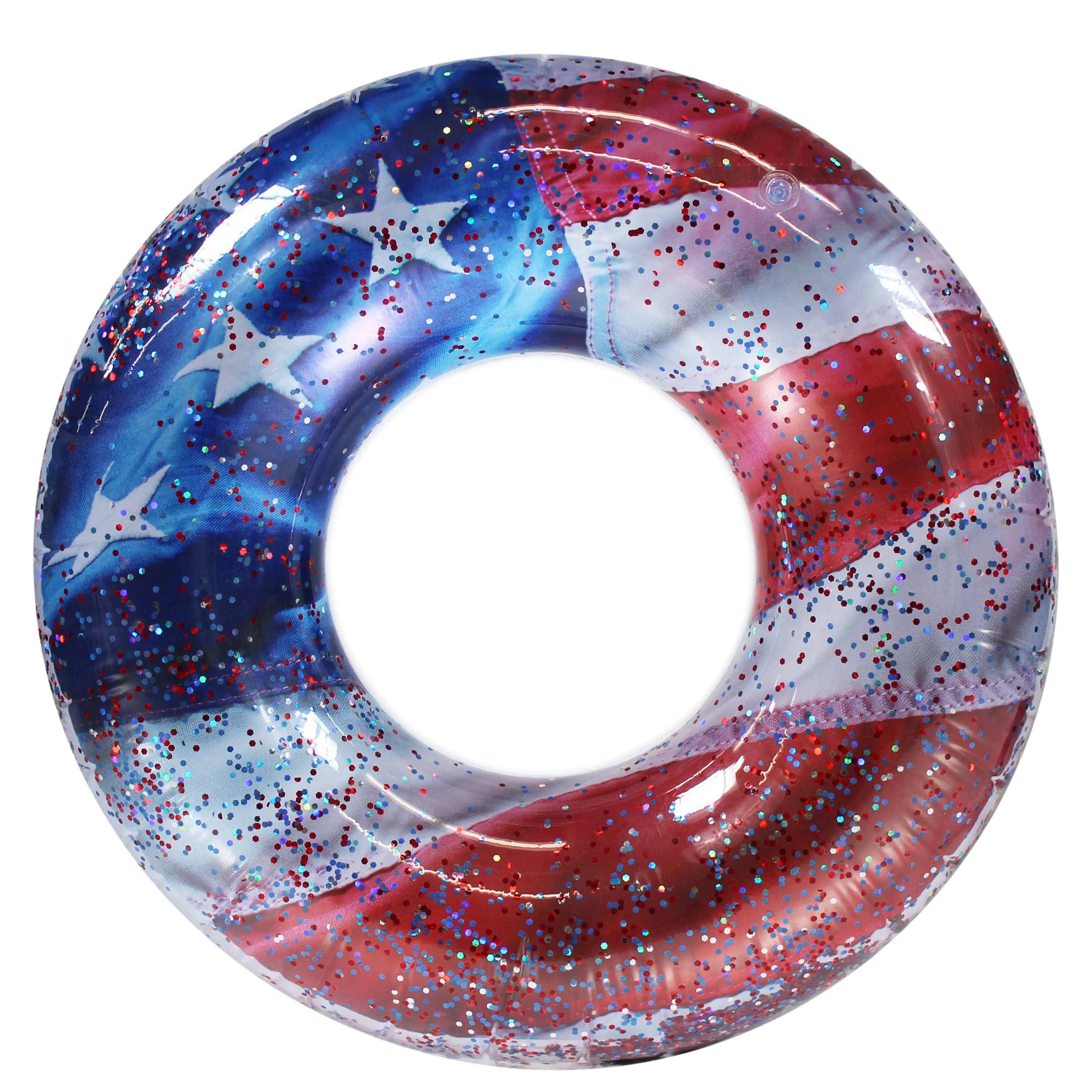 Inflatable Pool Tube Stars & Stripes Glitter PoolCandy
